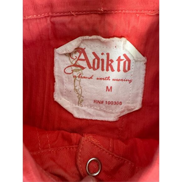 Adiktd Bling Western Bright Coral Shirt Embroidered Shirt Size‎ Large - Picture 3 of 8